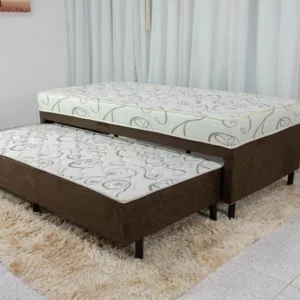 Cama Unibox Solteiro com Auxiliar D-28 Sonho Bom Marrom Nosso Sonho
