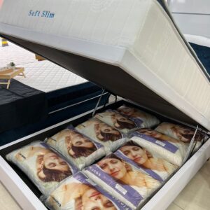 Alternative view of Box Baú Casal +Colchão Casal Molas Ensacadas Softslim Petróleo 138×188 Nosso Sonho